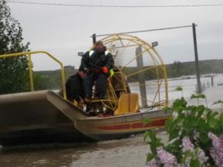 Search & Rescue Airboat in action during Cherry Creek Flooding