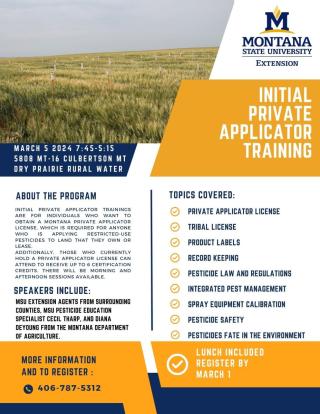 Intial Private Applicator Training March 5 schedule